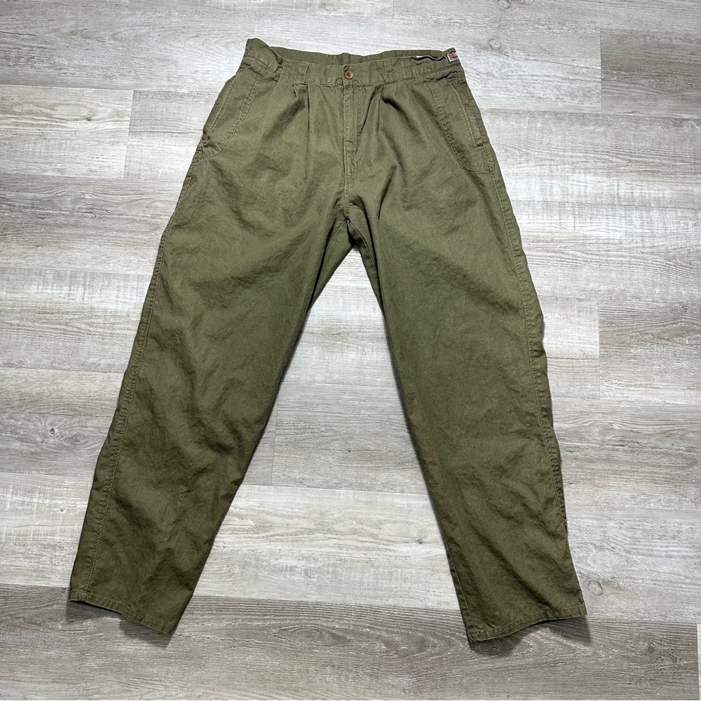 VTG Gitano Sportswear Olive Green Pleated Pants Mens Size 36x32 Y2K 90s